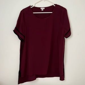 Spense Burgundy Blouse with Black Piping